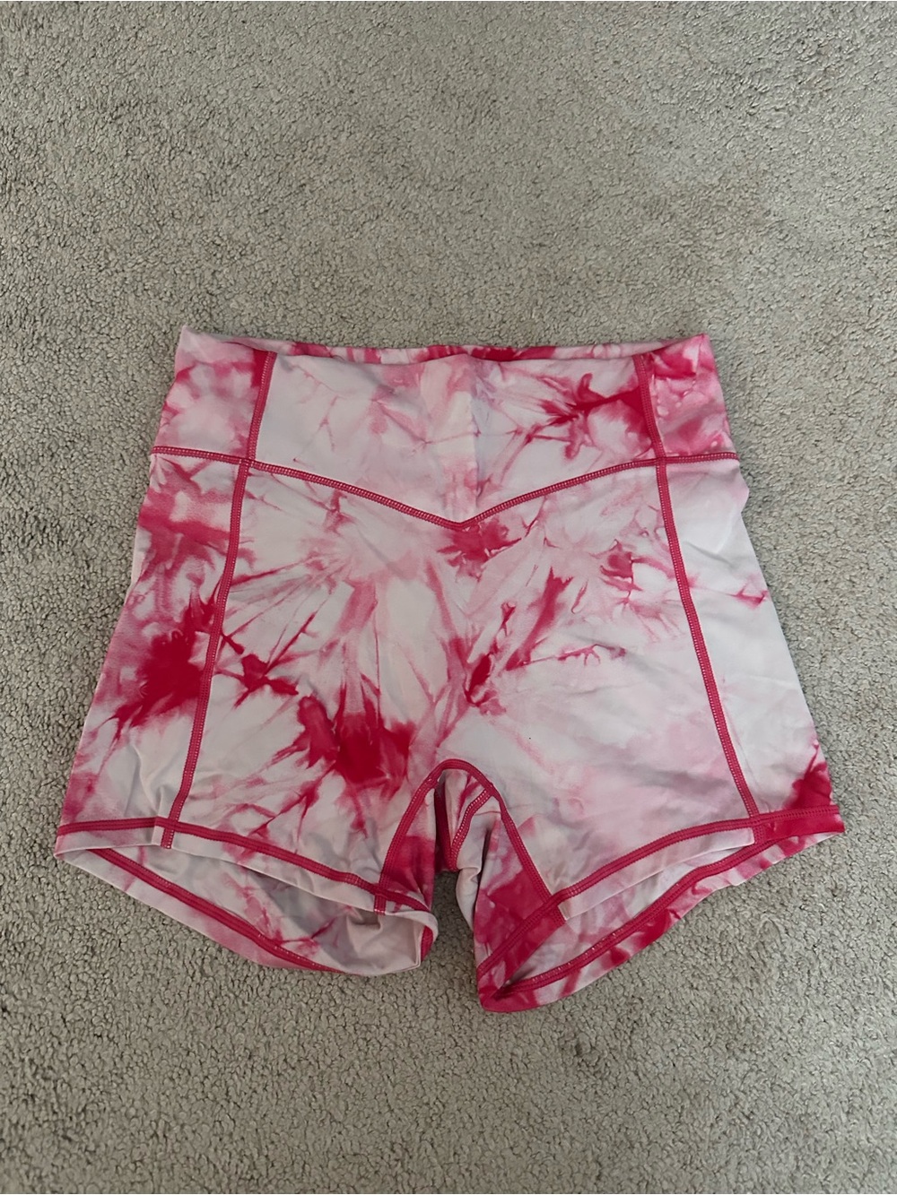 High-Rise Pink Tie-Dye Athletic Shorts